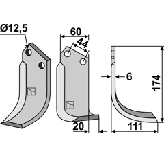 Lame droite pour Fraise/Rotavator CELLI 522600 adaptable