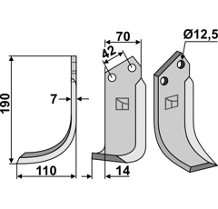 Lame gauche pour Fraise/Rotavator TORTELLA 2985602 adaptable 