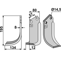 Lame gauche pour Fraise/Rotavator BREVIGLIERI 0064811S adaptable - Blacksteel©