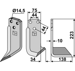 Lame droite pour Fraise/Rotavator MALETTI 700079 adaptable - Blacksteel©