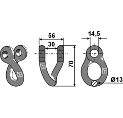 Manille 70x56 pour broyeur KUHN adaptable - Blacksteel©