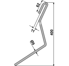 Griffe Ø9mm gauche pour semoir LEMKEN 3537023 adaptable 