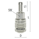 Druckluft-Sicherheitsentlüftungskupplung DN 7,8 mit Schlauchtülle 6mm  Lüdecke