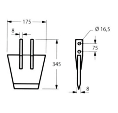 Bêche standard NG étroite 261516 adaptable