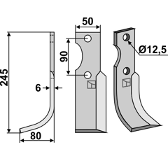 Lame gauche pour Fraise/Rotavator BERTOLINI 12523 adaptable -