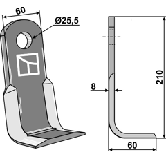 Couteau équerre pour broyeur MASCHIO M02400401 adaptable - Blacksteel©