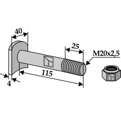 Boulon M20x2,5 x 115 pour broyeur HUMUS adaptable - Blacksteel©