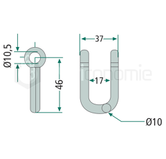 Manille 46x37xØ10,5 pour broyeur adaptable 