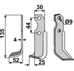 Fräsmesser Links 135 x 30 Brumital-Agris Nachbau