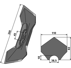Doppelherzschar 45 mm Nachbau