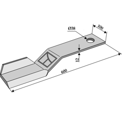 Cuchilla derecha 600 mm para trituradora SPEARHEAD 7770702 adaptable
