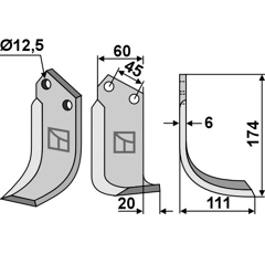 Fräsmesser 174x60mm, rechts - 522600 | Celli - Nachbau