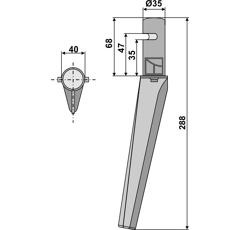 Dent pour herses rotatives KRONE 4908400 adaptable - Blacksteel©