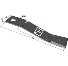 Couteau droit pour broyeur MC CONNEL 00764678 adaptable - Blacksteel©