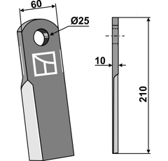 Couteau droit pour broyeur 210x60mm LAGARDE adaptable - Blacksteel©