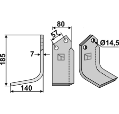 Lame gauche pour Fraise/Rotavator HUARD 226091 adaptable - Blacksteel©