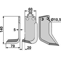 Fräsmesser Links 140 x 60 Pöttinger Nachbau
