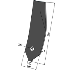 Seiten-Leitblech KR10 links 320 x 100 mm LEMKEN 3374491 - Nachbau