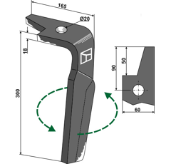 Kreiseleggenzinken 60x18x295 links Nachbau  