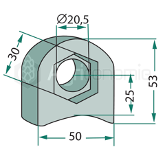 Bride de fixation 50 x 53 mm pour broyeur adaptable