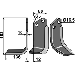 Fräsmesser Links 182 x 80 Celli Nachbau