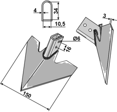Soc triangulaire pour déchaumeur HATZENBICHLER R409456 adaptable - Blacksteel©