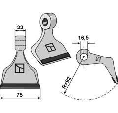 Marteau pour broyeur 75x22mm renforcé HMF FREI 31255 Adaptable Blacksteel©