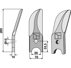 Geteiltes Rollspatenmesser aus Borstahl, rechts - 99000 131 | Doublet-Record - Nachbau