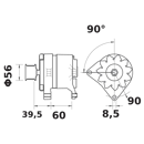Lichtmaschine IA 1643 / 14V 90A Mahle-Iskra-Letrika  