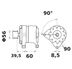 Lichtmaschine IA 1643 / 14V 90A Mahle-Iskra-Letrika  