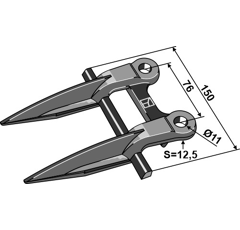 Doigt double pour barre de coupe CLAAS 0006262951 adaptable - BlackSteel©