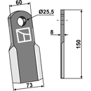 Fléau droit 150 mm pour broyeur FERRI 0901148 adaptable