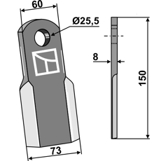 Cuchilla derecha 150 mm para trituradora FERRI 0901148 adaptable