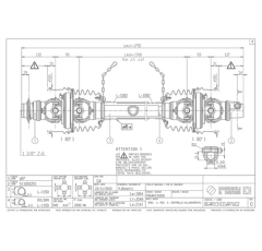 Transmission double grand angle 22x86 mm - lg 1310 mm - 1"3/8 6C/alesage 30 | BONDIOLI