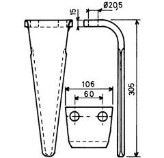 Dent réversible forgée pour herse rotative FERABOLI 7A48011 adaptable