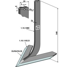 Dent avec cœur 200 x 10 mm pour bineuse STEKETEE 405620 adaptable | renforcé - BlackSteel©