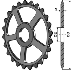 Roue étoile Ø 520 mm pour rouleau QUIVOGNE RFT53751 adaptable - BlackSteel©