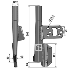 Soc droit pour semoir VÄDERSTAD 432119 adaptable - BlackSteel©