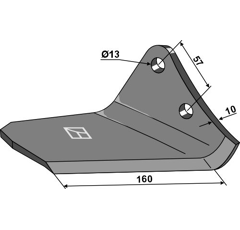 Reja con aletas derecha para escarificador VADERSTAD 447150|449859 adaptable - BlackSteel©