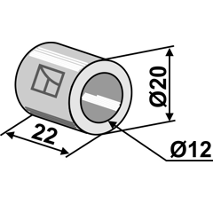Entretoise 22x12 pour broyeur KUHN adaptable - Blacksteel©