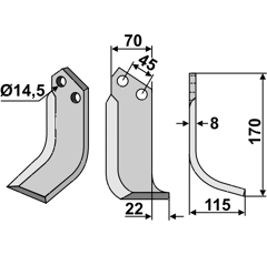 Fräsmesser Rechts 170 x 70 Maletti Nachbau