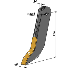 Soc EP carbure 264 mm pour vibroculteur SIMBA P15957 adaptable