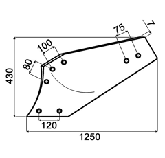 Streichblech zylindrisch Pflug re GREGOIRE & BESSON 16 173606 - Nachbau