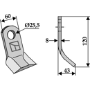 Fléau 120 x 60 mm pour broyeur FERRI 0901085 adaptable