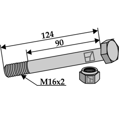 Boulon M16x2 x 124 pour broyeur adaptable - Blacksteel©