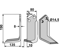 Fräsmesser Links 190 x 80 Nardi Nachbau