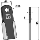 Couteau droit pour broyeur 113x40mm AGRICOM adaptable - Blacksteel©