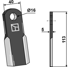 Couteau droit pour broyeur 113x40mm AGRICOM adaptable - Blacksteel©