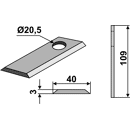 KM-Klinge, glatt 109x40x3LochØ: 20,5 mm 80138 Kverneland / Agram / Taarup Nachbau 
