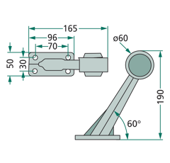 Feu de gabarit arrière rond 60° adaptable